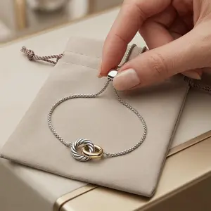 2025 New Arrival S925 Sterling Silver 15mm Two-Tone Color Separation Double Loop Bracelet Unisex Neutral Hip Hop Streetwear Classic Fashion Minimalist Retro Vintage Trend Luxury Fine Jewelry Stackable Wrist Chain Daily Casual Club Party  For Men Women