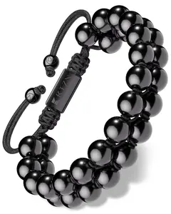 RTZN Black Tourmaline Beaded Bracelet For Men - Morocco Style