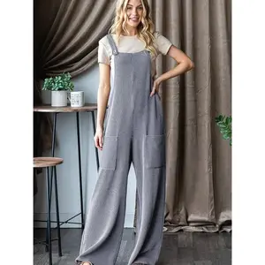 Silver Ribbed Jumpsuit