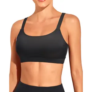Tempt Me Women Sports Bra Bikini Tops Scoop Neck Bathing Suits Top Padded Swim Crop Tops Only