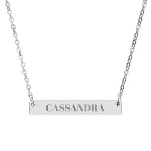 Engraved Name Bar Necklace | Horizontal Bar Necklace, Personalized Pendant