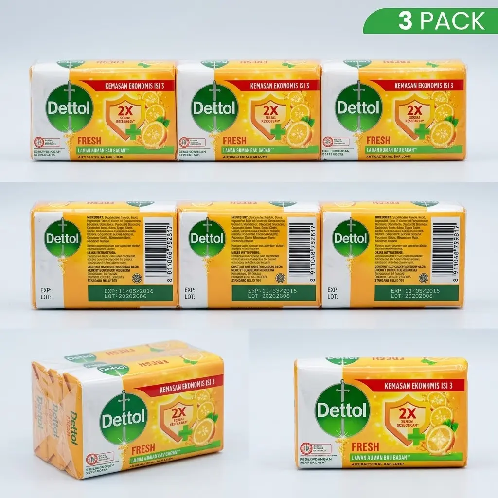 DETTOL Fresh Antibacterial Bath Soap Bar - Body Care, Smooth Crisp Citrus Full Body Wash Bath & Shower Essential