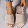 Women's Comfortable Fluffy Fleece Home Slippers, Soft Warm Bedroom House Slippers for Autumn and Winter Daily Indoor Wear, Casual Slipper, Ideal Gift, Footwear