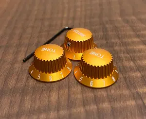 Warmtone CG Anodized Aluminum Strat Knob Set “Orange Gold” Set Screw