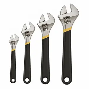 Jhome 09013 4-piece Adjustable Wrench Set 6" 8" 10" 12" with Free 6" Wrench Metric System Crowfoot Design Secure Grip