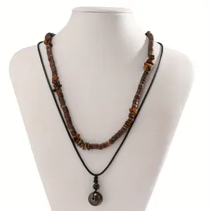 LuckyJewelry B Necklace for Men Puka Shell Necklaces Men Jewelry Gift Surfer Mens Necklace Beaded Choker Beach Jewelry Gift for Dad Son Husband Summer Beach Accessories