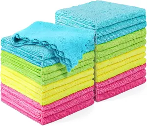 Microfiber Cleaning Cloths, 24 Pack Cleaning Rags for Kitchen, Lint Free, Scratch-Free, Highly Absorbent, and Reusable Cleaning Towels for House