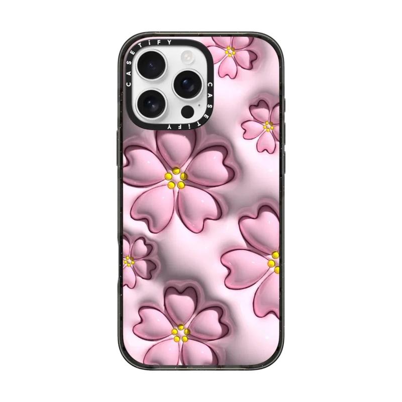 Casetify Puff Sakura iPhone 16 16Pro 11 12 13 14 15 Plus Pro Max Magnetic Hard Transparent Acrylic Back Cover