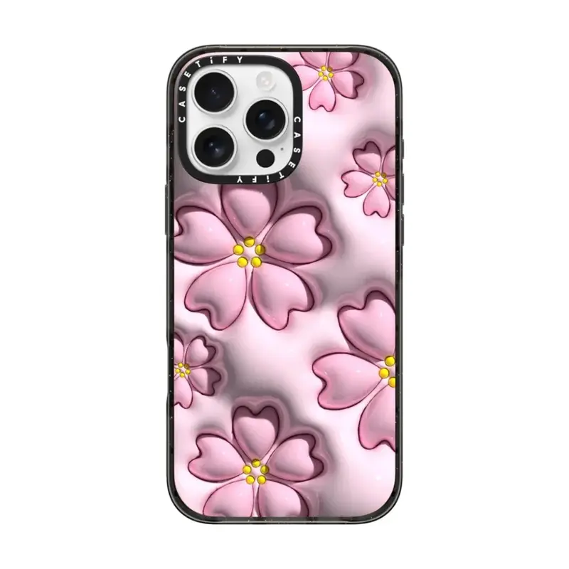 Casetify Puff Sakura iPhone 16 16Pro 11 12 13 14 15 Plus Pro Max Magnetic Hard Transparent Acrylic Back Cover