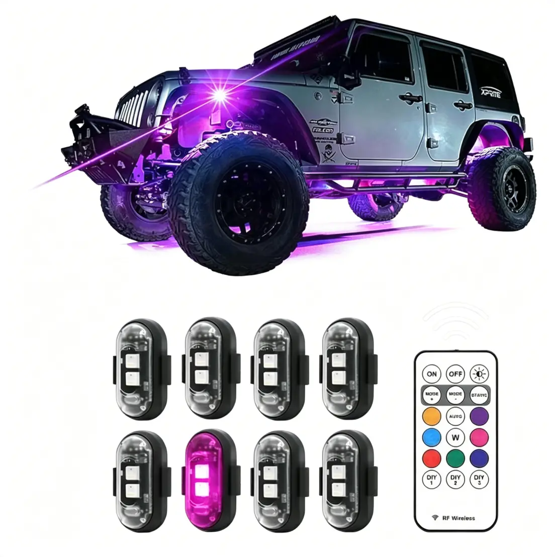 6 PCS Wireless LED Strobe Light with Remote Control, USB Rechargeable Waterproof Anti-collision LED Emergency Warning Light for Car Motorcycle Drone Aircraft Bike, Car Items, MTB Lights, Bike Flashlight