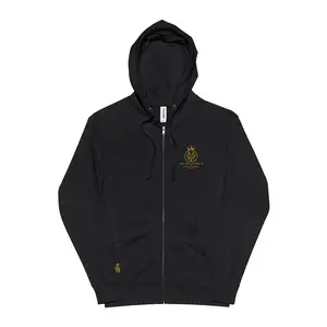 Zip-Up Hoodie — Small Gold Floral Chest Emblem