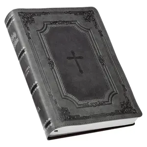 KJV Holy Bible, Super Giant Print Faux Leather Red Letter Edition - Thumb Index & Ribbon Marker, King James Version, Gray/Black (KJV Super Giant Print Editions)