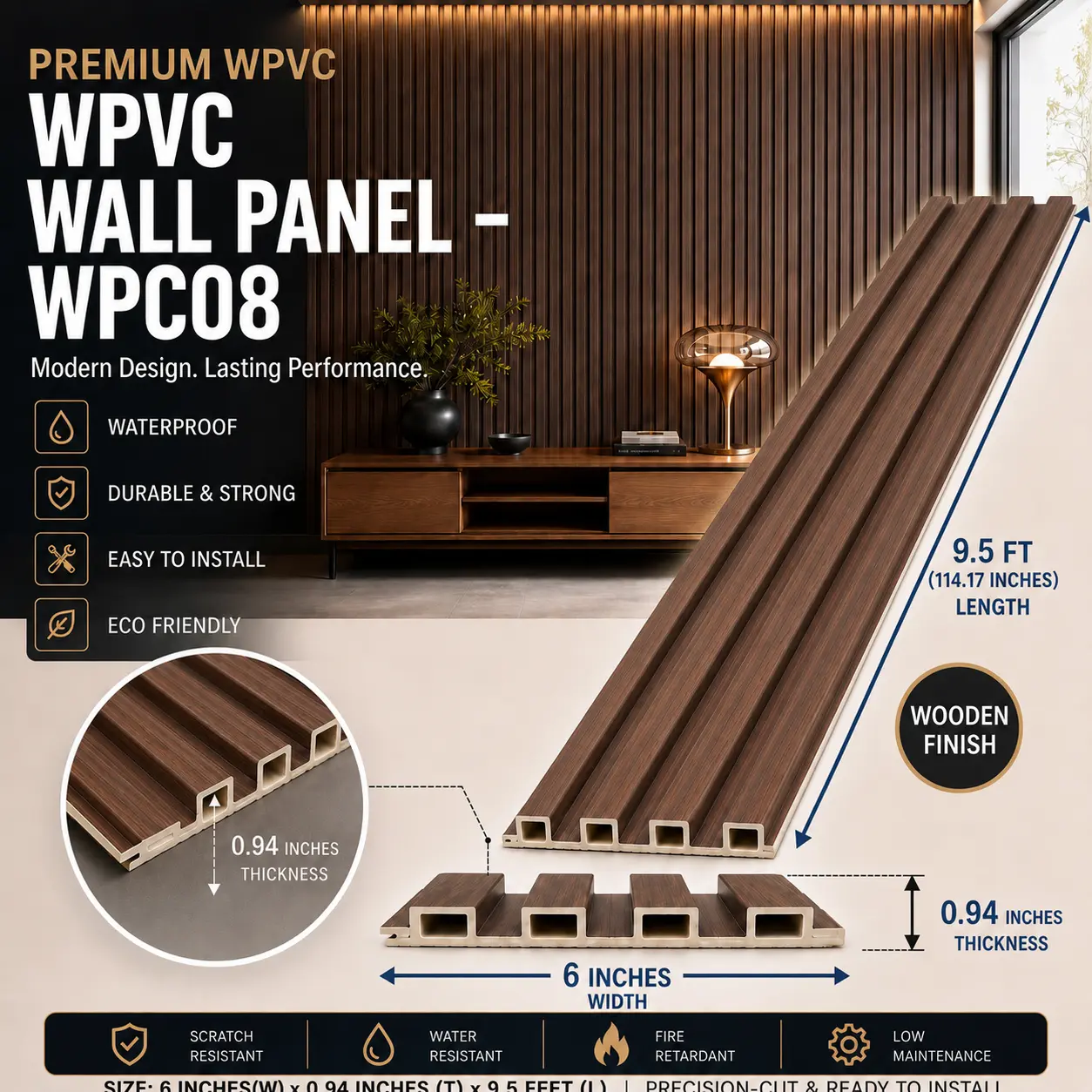 6 × 114.17 inches WPVC Wall Panel – WPC08