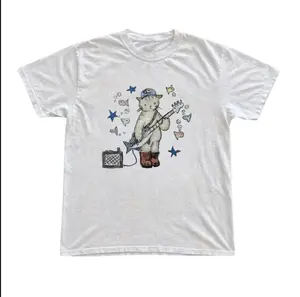 Rock Cat White T-Shirt, Animal Tee, Y2k Shirt, Unisex Vintage Graphic Tees Gothic Grunge Y2k Emo Scene Amity Affliction Style