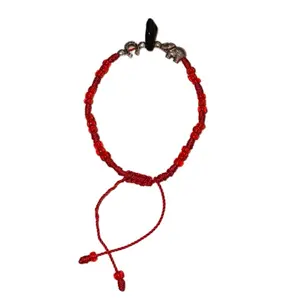 Pulsera Abundancia con Herradura Horseshoe Bracelet for Abundance Red Beaded Adjustable Charm Bracelet