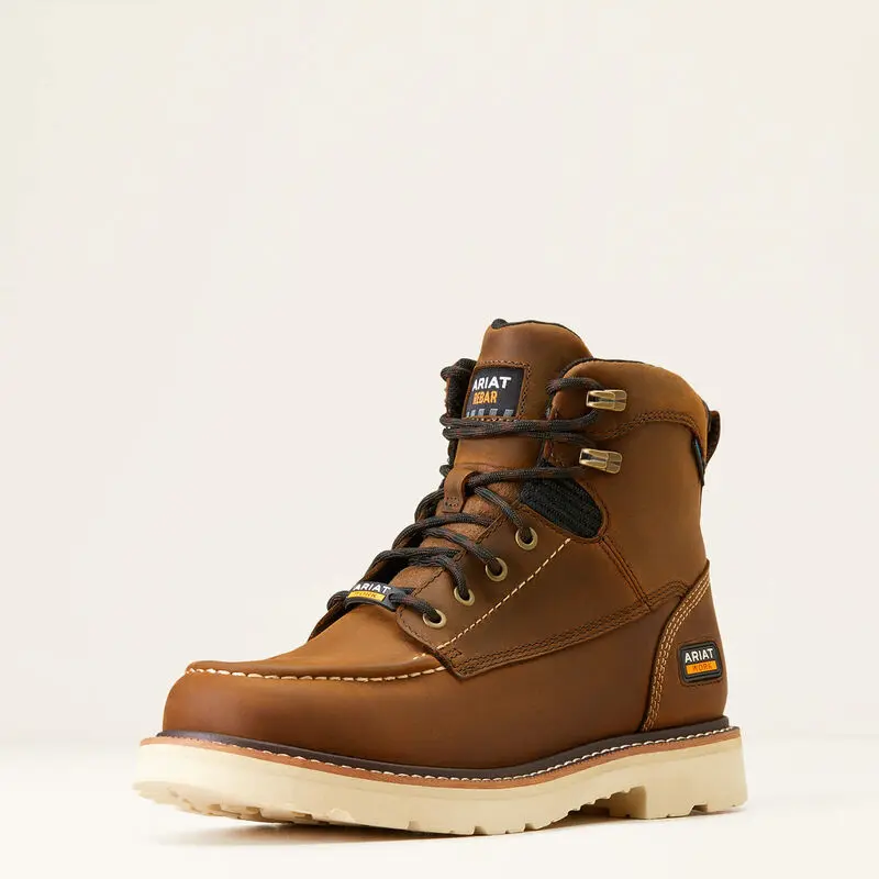 ARIAT Men's Rebar Lift 6-in Waterproof Soft Toe Leather Work Shoe - Foam-Cushioned, Slip Resistant Work & Safety Footwear, Brown
