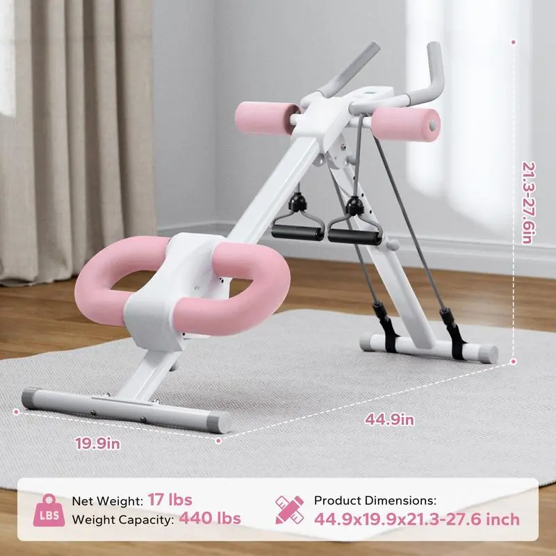Adjustable Ab Trainer Machine with LCD Monitor, Foldable Abdominal Exercise Machine Core Trainer Machine Workout for Arm, Leg, Buttocks Shaper