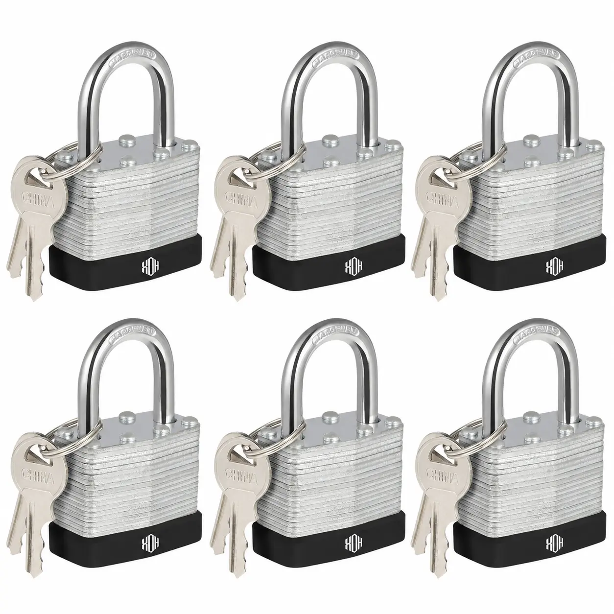 HOX Locks Keyed-Alike Padlocks w/ 1.2” Shackle, 1-9/16” Wide Body, Hardened Steel Case Shackle Padlock, Brass Cylinder - for Hasp Latch, Sheds, Fences, Storage Locker