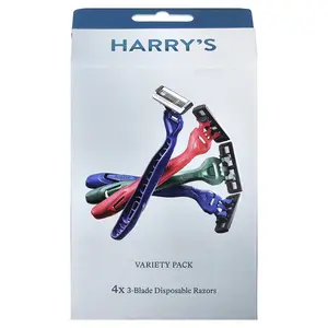 Harry's 3-Blade Disposable Razors, Variety Pack, 4 Razors