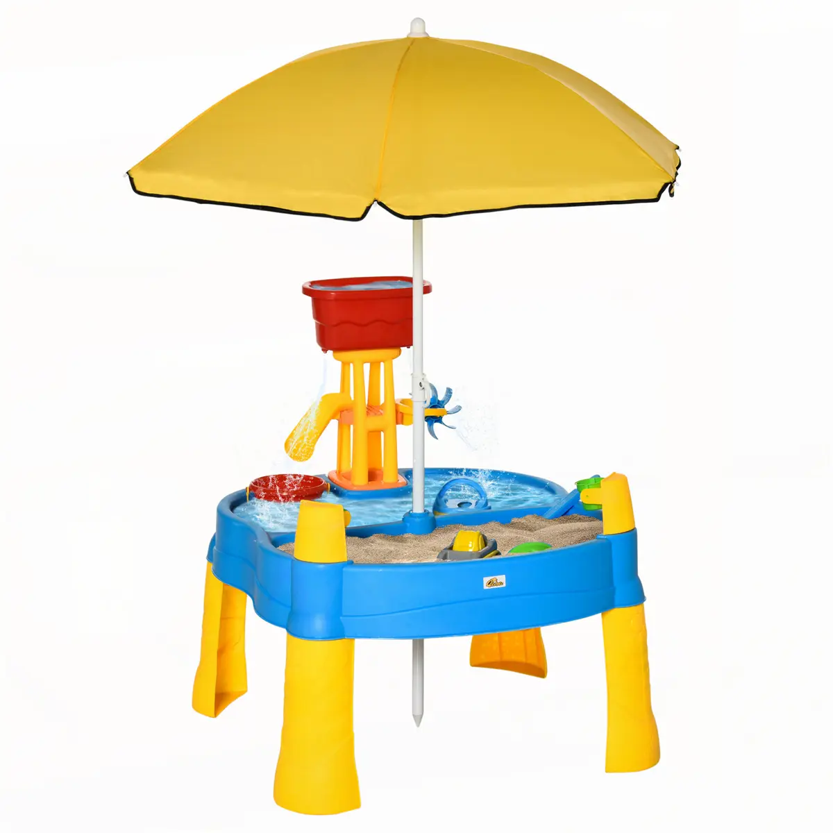 Kids 2-in-1 Covered Sand & Water Table with Umbrella and 25 items to enjoy fun for Toddlers Outdoors and Indoors
