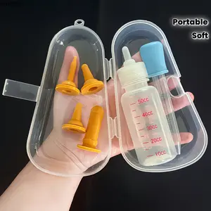 Newborn Kitten and Puppy Feeding Kit, Soft Silicone Pet Nursing Bottle Set with Storage Case, Portable Milk Feeder for Orphaned Kittens, Puppies, Rabbits and Small Animals, Easy to Clean and Travel-Friendly