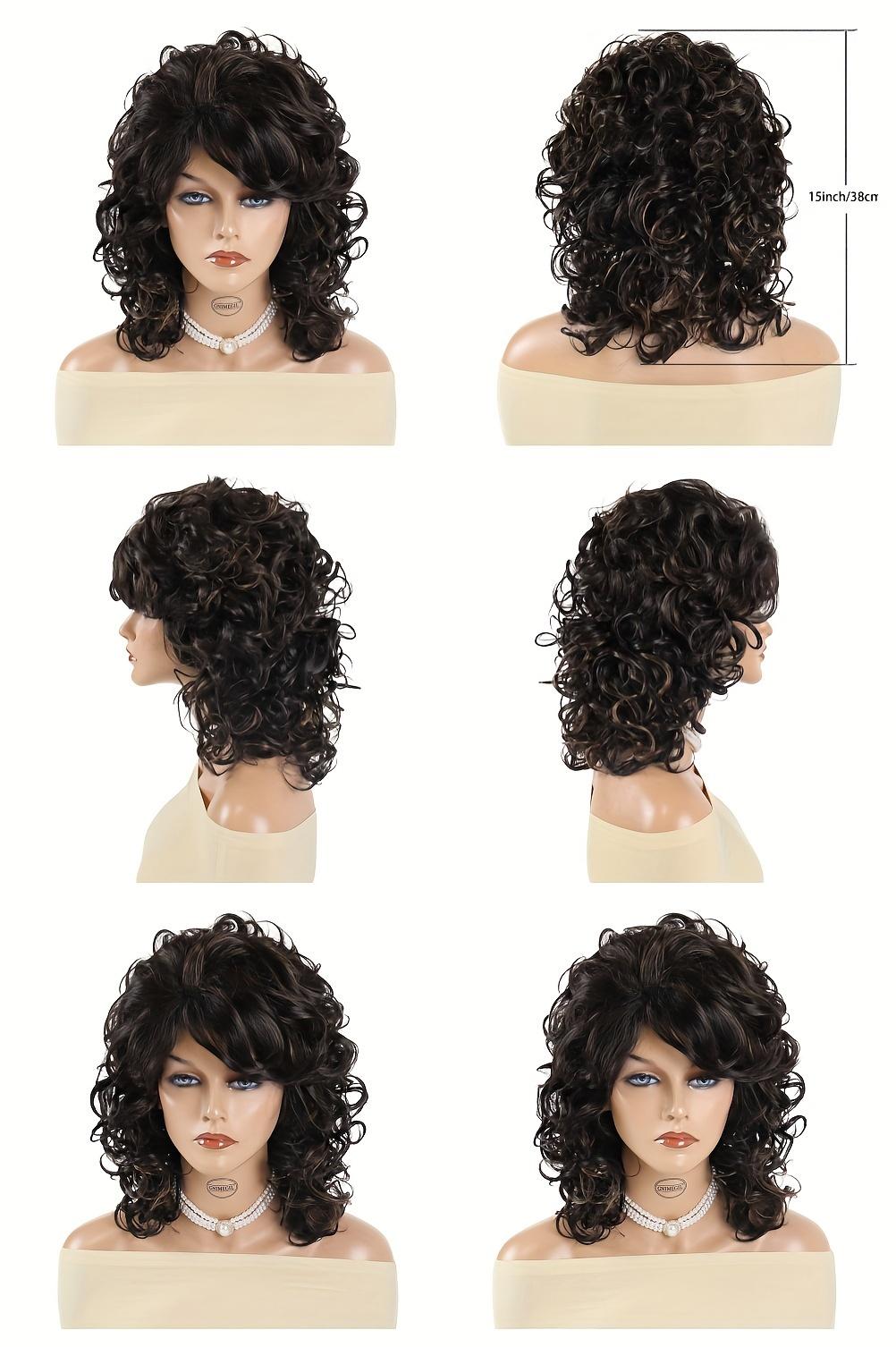 GNIMEGIL Elegant Curly Wave Wig for Women - High Temperature Fiber, Rose Net Cap, 100% Density, Vintage Mid-Length Style, Suitable for All People