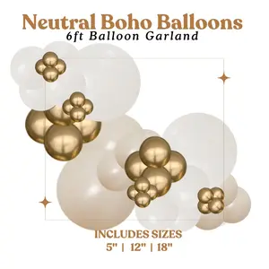 Neutral Boho Balloon Garland - White, White Sand & Gold Balloon Garland Combo Pack