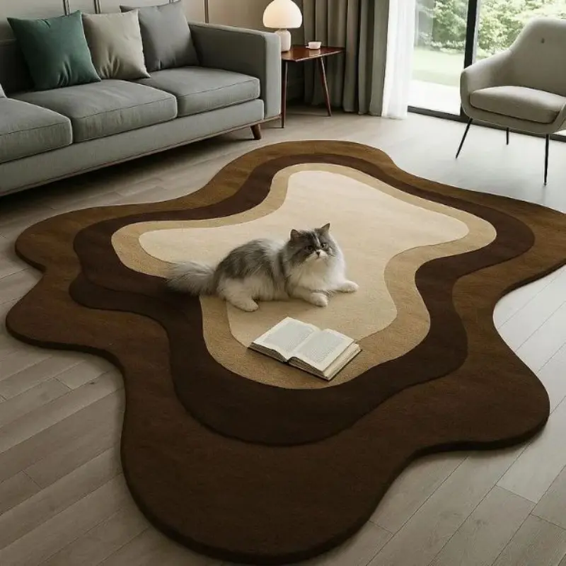 Unusual Shape Fashion Creative Patchwork Print Decorative Carpet, Home Decorative Rug, American Vintage High-End Foldable Plush Rug, Easy Care Mat for Living Room Bedroom, House Decor Rug, Indoor Rug