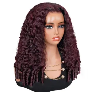 OQ HAIR Blackcurrant Brunette Burmese Curly Wig 13x6 Pre-Everything Glueless Wear Go Wigs With Drawstring Lace Frontal Human Hair Wigs for Beginner Friendly Pre Colored Hair Wigs