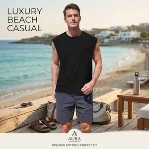 Men's Sleeveless Tank Tops - Workout Gym Muscle Cut Off Shirts with Pocket, Breathable Quick-Dry Athletic Wear for Training, Fitness, Bodybuilding, Casual Summer Comfortable Essential Clothing