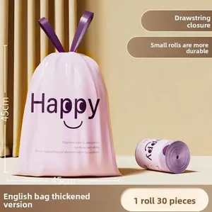 30PCS,Weijing Drawstring Trash Bags - Heavy Duty, Handled & Pre-Cut, All-Purpose Household Cleaning Bags Kitchen & Bathroom LDRG