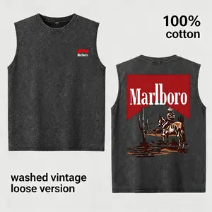 Vintage Washed Western Cowboy Sleeveless Tank Top for Men Women, 100% Cotton Oversized Desert Horse Rider Graphic Muscle Shirt, Retro Ranch Style Streetwear Tee, Casual Summer Gym Shirt, Gift for Boyfriend Husband Dad Country Fans