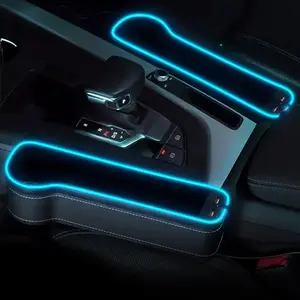 Car Seat Storage Box with 2 USB Charger, 1 Count Multifunctional Car Seat Storage Box with Ambient Light, Car Interior Accessories for Car Stowing & Tidying, Car Console Organizer