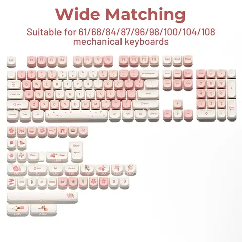 XVX Sakura 143-Key Dye-Sublimation PBT Keycap Set - MOA Profile, Dye-Sub Print, ANSI Layout, MX Switch Compatible, Mechanical Keyboard Replacement (Keyboards Not Included) | TikTok Shop Back to School