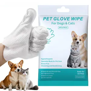 Pet Glove Wipes，Pet hair removal tool for Dogs & Cats Hypoallergenic Rinse-Free Cleansing Deodorizing Safe for All Pets Bath Wipes for Quick and Easy Pet Care