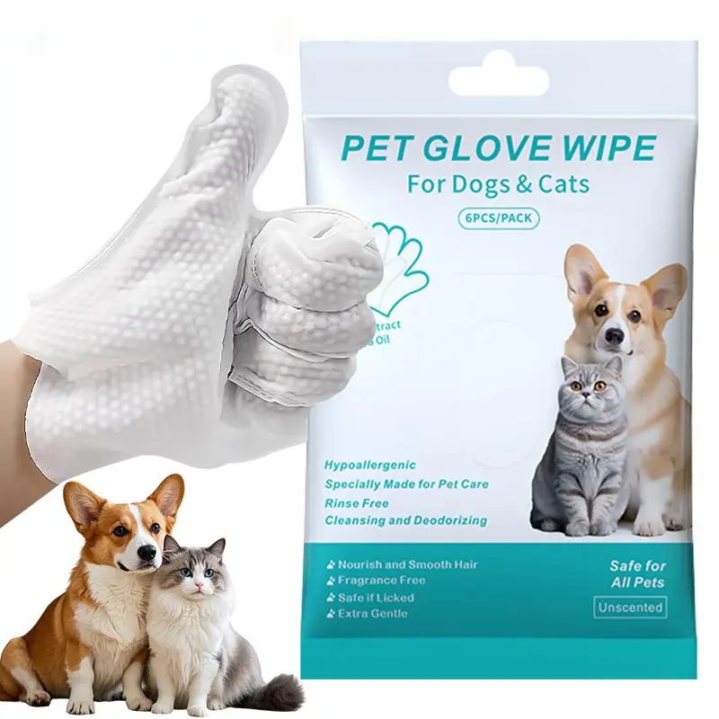Pet Grooming Gloves，Pet Bath tool for Dogs & Cats Hypoallergenic Rinse-Free Cleansing Deodorizing Safe for All Pets Bath Wipes for Quick and Easy Pet Care