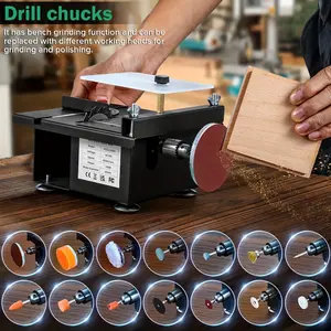 Mini table saw, portable adjustable, cutting, grinding, engraving, drilling, precision manual table saw, 7-level speed adjustment. Includes multiple blades and accessories. Perfect for crafts and DIY projects for Christmas Thanksgiving Gifts