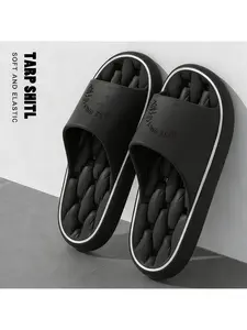 Pair of "Letter Pattern" Printed Slippers, Unisex, Thick-Soled Pillow Slippers, Men's and Women's Slippers, EVA Sole, Lightweight Soft Open-Toe, Shower Shoes, Suitable for Indoor/Outdoor Beach Wear, Casual Style, All-Season Use, Women Shoes