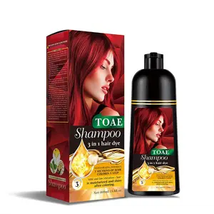 TOAE Hair Dye Shampoo 3 in 1 Herbaceous Plant Healthy Dyeing & Care Wine Red Color 400ml Long Lasting Hair Color for Men Women hair dye Haircare Red Copper Hairgloss hair dye