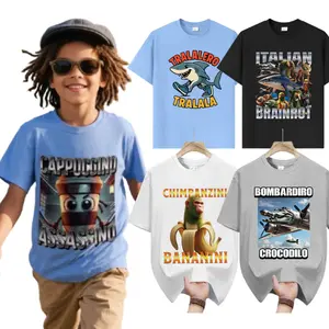 Italian Brainrot Gen Z Humor Meme Kids Tung Tung Tung Sahur Tralalero Tralala Teen Boys Girls T-Shirt Cappuccino Assassino Graphic Tee for Everyday Wear