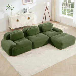 Modular Sectional Sofa Boneless Couch, Cloud Sectional Couches for Living Room, Oversized L Shaped Couch with Deep Seat and Ottoman, Comfy Corduroy Upholstery Couches,No Assembly Required,Ergonomic,Conference room,living room furniture