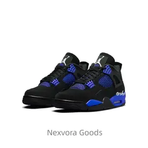 Sole cushioning style retro basketball shoes for men - black and blue color