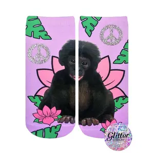 Rainforest Monkey Glitter Socks