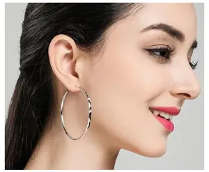 2PCS Round earrings big earrings female Internet celebrity personality Korean version small circle big circle round face temperament