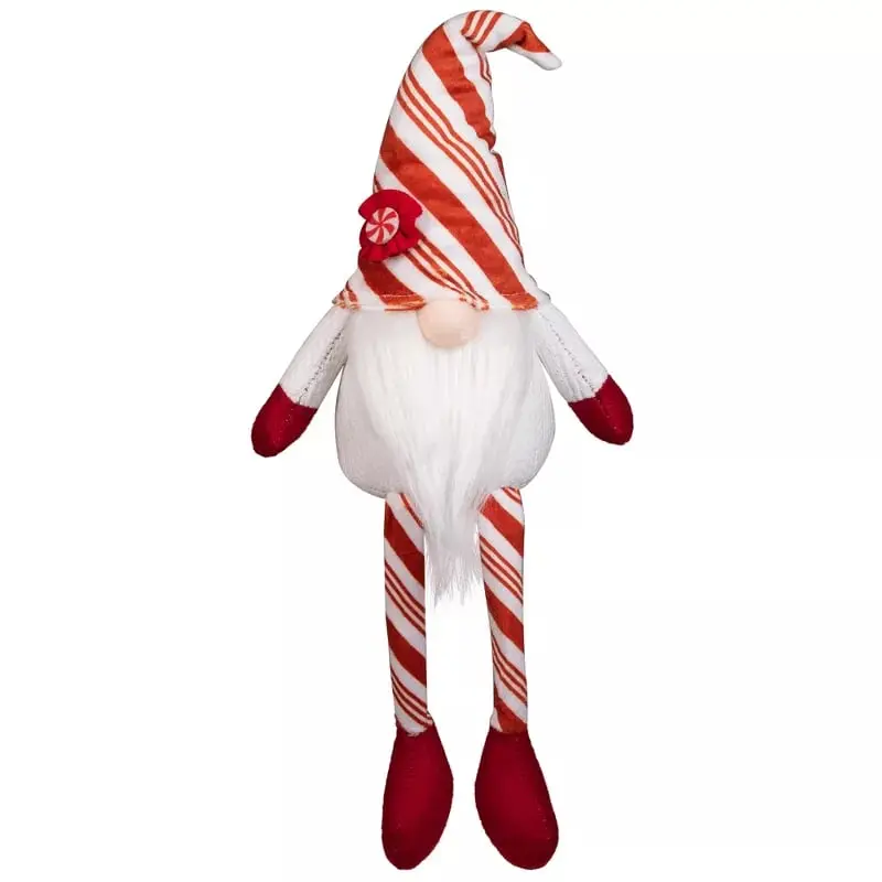 Northlight 35847890 10 in. Peppermint Candy Plush Gnome with Dangling Legs Christmas Decoration, Red