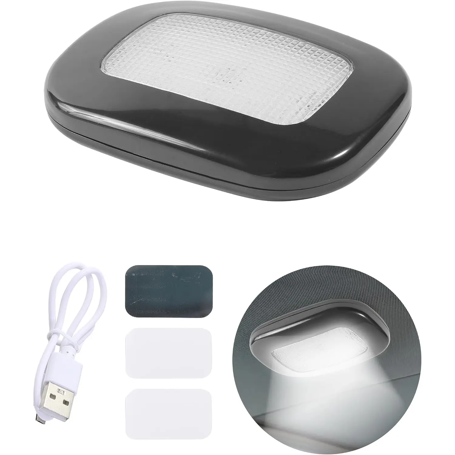 Car Interior Lights,Car Accessories,Interior Lights for Trucks,Magnetic Rechargeable USB Wireless Automotive Light Cab Light for Insider Roof Ceiling,Suitable for Various Cars,Boats (Black)