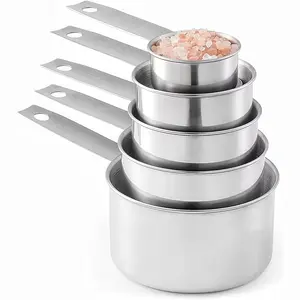 5-Piece Stainless Steel Measuring Cups Set-Stackable Stainless Steel Measuring Cups And Spoons for Dry Food Or Liquid, Kitchen Gadgets for Cooking And Baking, Kitchen Supplies, Baking Tools,Engraised Marks for Easy Reading