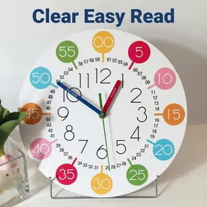 Digital Cognitive Wall Clock, Multicolor Number Disk Design, Ideal Home Office Decor, Educational Time Clock for Classroom Family Office Use
