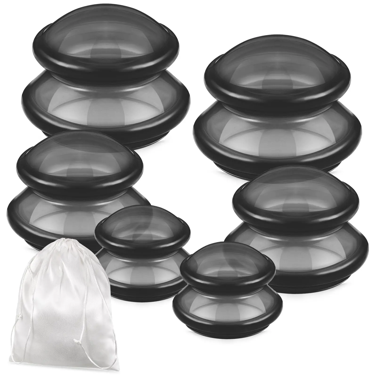 Women's Portable Silicone Vacuum Cupping Set - 6pcs 3size Multi-Size Cups for Adults, Strong Suction for Arms Muscle Therapy, Body Pain Relief, Detoxification, Body Care, Six Cups