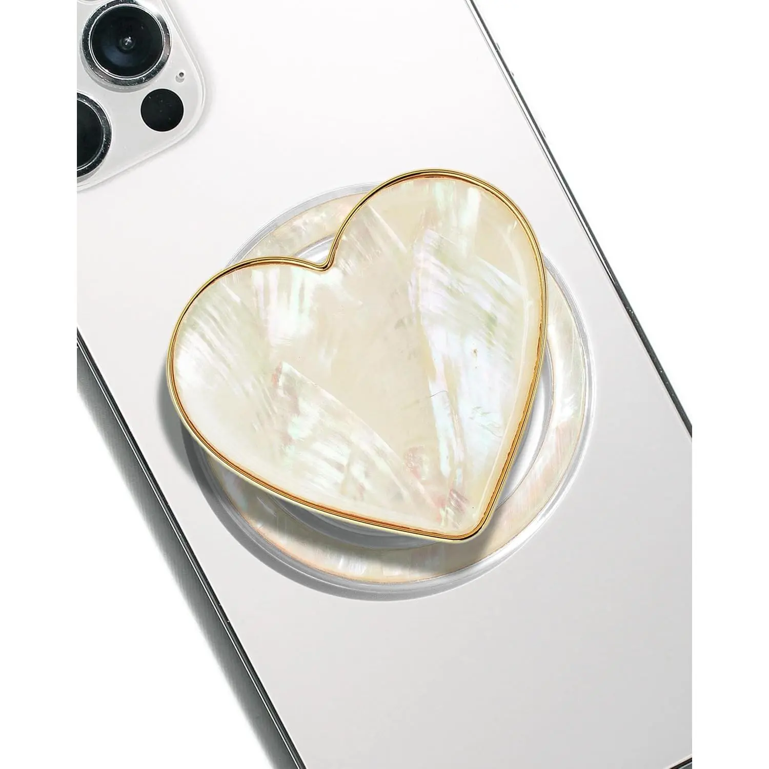 Cute Seashell-Design Heart-Shaped Collapsible Plastic Cellphone Mount, Smartphone & Tablet Accessory (Creme), Accessories